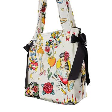 Large Women Tattoo Tote With Satin Ribbons 