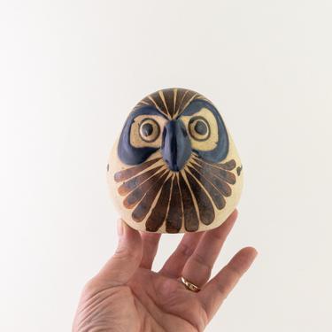 Tonala Pottery Owl Figurine, Vintage Mexican Pottery, Ceramic Owl Bird Shelf Decor, Southwestern Decor 
