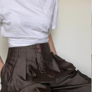 vintage high waisted wide leg trousers / US 14 
