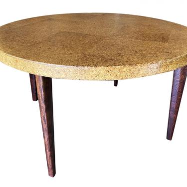 Round Mid-Century Cork Top Dining Table w/ Knife Legs by Paul Frankl 