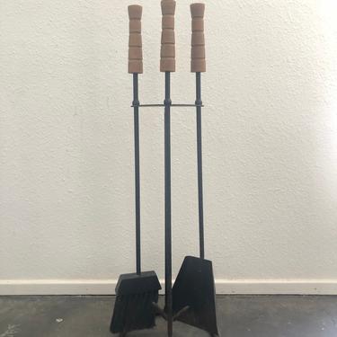 Modernist Metal Fireplace Tool Set With Stand 