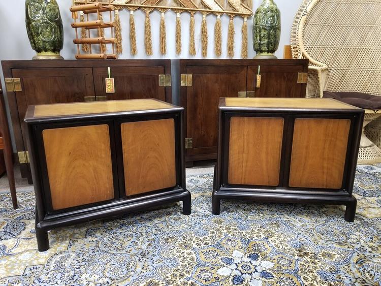 Pair of Mid-Century two tone nightstands