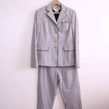 Vintage 90s Seersucker Striped Pant Suit 
