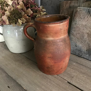 Antique French Pitcher Jug, Pottery, Rustic Stoneware, Wine, Water, Rustic French Farmhouse, Farm Table 