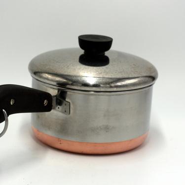vintage revere ware 1 quart saucepan/ copper clad bottom/double ring mark 
