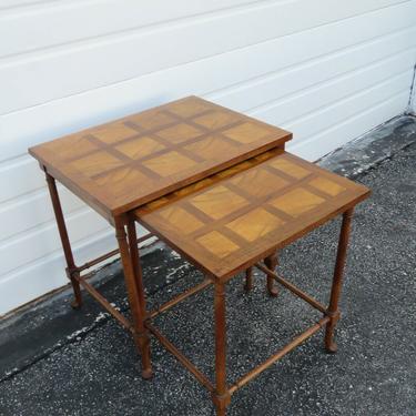 Parquet Inlay Set of Two Nesting Tables by Baker 2149