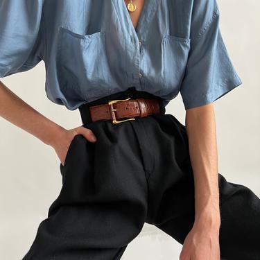 Vintage Aegean Silk Short Sleeve Blouse