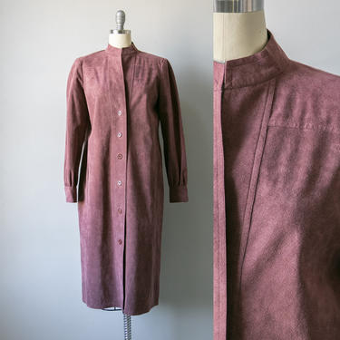 1970s Ultra Suede Trench Coat Plum Jacket M 