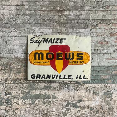 Vintage Moews Seed Double Sided Sign Rustic Farmhouse Decor Granville, Il 