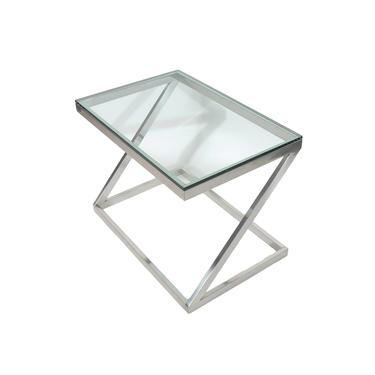 Z Table Chrome and Glass Side Table Mid Century Modern 