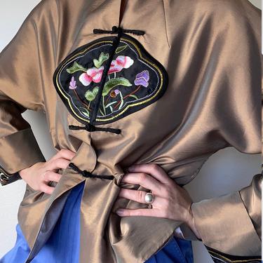 vintage gold button-knot embroidered cape jacket size large 