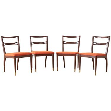 Set of Four Midcentury Lacquered Dining Chairs by ErinLaneEstate