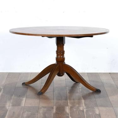Antique Large Round Feathered Maple Dining Table