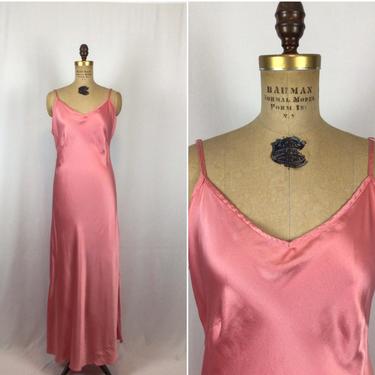 Vintage 40s nightgown | Vintage rose pink liquid silk nightdress | 1940s bias cut silk negligee 
