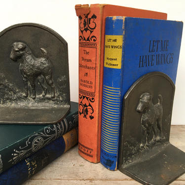 Vintage Metal Airedale Bookends, Pewter Look Airedale Terrier Dog Book Ends, Dog Lovers Gift 