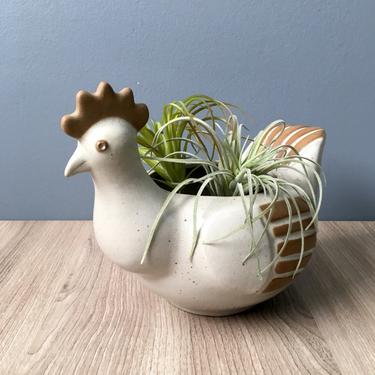 David Stewart for Lion's Valley pottery chicken planter - 1960s bohemian decor 