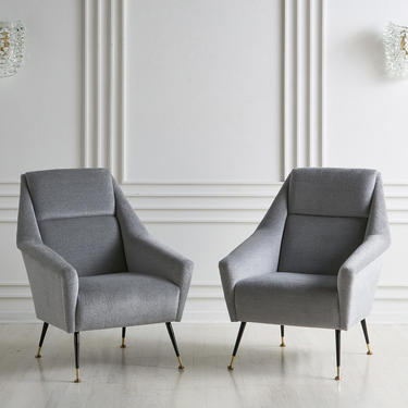 Pair of Italian Mid Century Lounge Chairs in the style of Marco Zanuso
