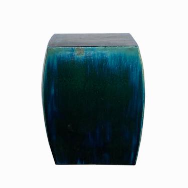 Chinese Ceramic Clay Green Glaze Square Flat Solid Garden Stool cs6027E 
