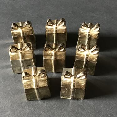 Silver Gift Box Place Card Holders Set of 8