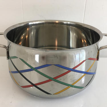 Vintage Asta Silver Rainbow Pot Saucepan Made in Germany Mid-Century Kitchen Enamel Stainless Steel Katja Collection 