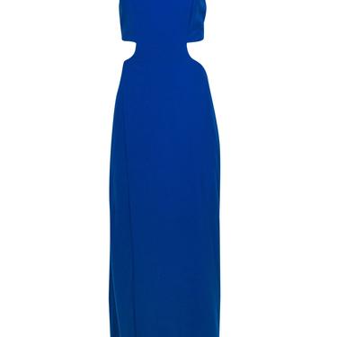 Halston Heritage - Cobalt Blue Sleeveless Draped Gown w/ Cutouts Sz 4