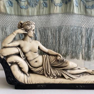 Vintage Pauline Bonaparte Reclined On Sofa, Partial Nude With Draping, Marwal, Greek Italian Roman Art Decor, Hollywood Regency 