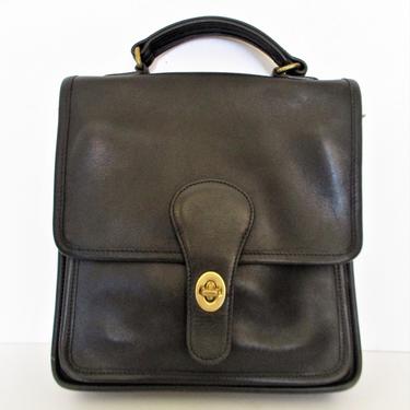 Vintage Coach Station Bag, Top Handle Purse, Messenger Bag, Crossbody, Black leather, G13-5130 