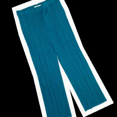 Pleats Please teal cropped pleated pants