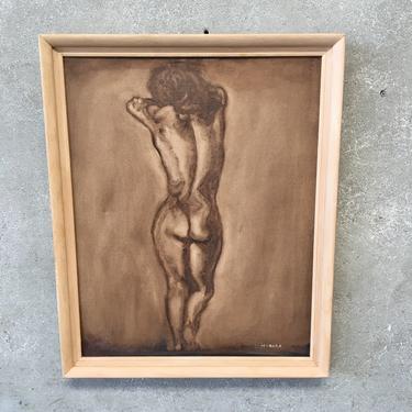 Vintage Nude Oil Painting on Canvas