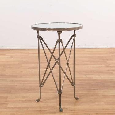 Silver Mirror Top Round End Table