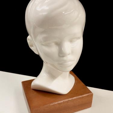 Porcelain Bust of a Boy Alva Museum Replicas Wood Base Free Shipping 