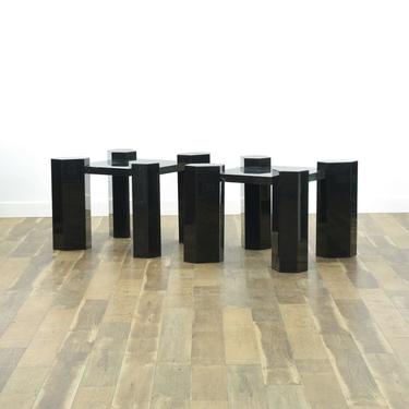 Pair Of Modernist Black Marble End Tables