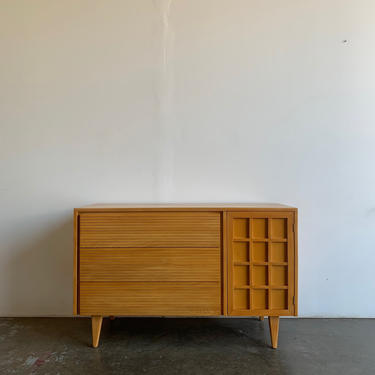 1950s solid yellow birch credenza 