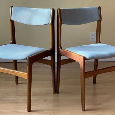 TWO chairs, Erik Buch Teak Dining Chairs in KnollTextiles wool fabric 