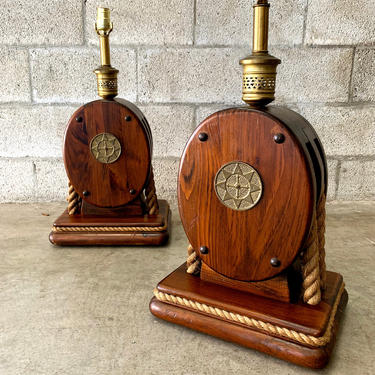 Nautical Ship Pulley Oversized Pair of Table Lamps 