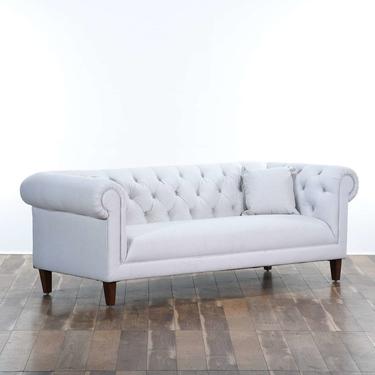White Chesterfield Style Tufted Sofa