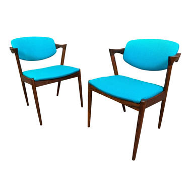 Pair of Vintage Danish Mid Century Modern Rosewood Chairs Model #42 by Kai Kristiansen 