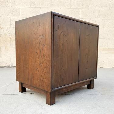 Sleek Mid Century Modern Walnut Cabinet with Push Doors