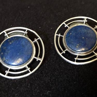Lapis Lazuli Sterling Silver Round Earrings Great Falls Metal Works 