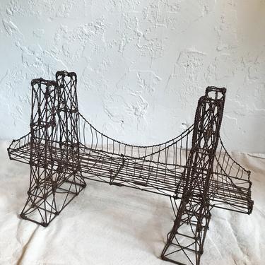 Handmade Wire Bridge, Primiative Style, Vintage Sculpture, Plant Display 