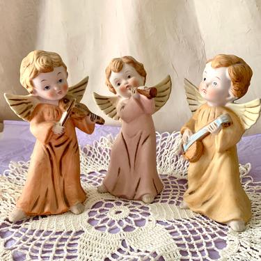 Trio Angel Figurines, Holiday Collectibles, Homco Vintage 70s 80s 