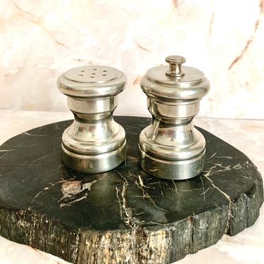 Vintage Pewter Salt &amp; Pepper Shakers, Pepper Mill, Made in Italy, Mid-Century 