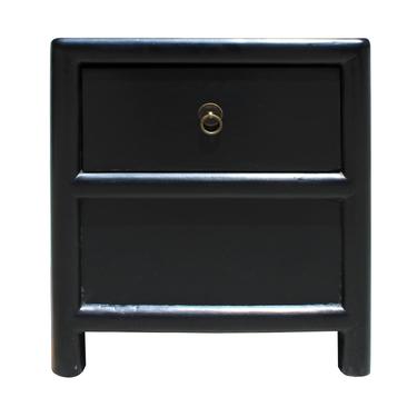 Oriental Distressed Black 1 Drawer End Table Nightstand cs5124S
