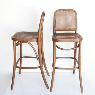 811 Thonet Barstools Josef Hoffmann Cane Chairs Pair 