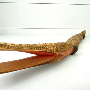 Vintage Carved Wood Alligator Initialed Dated 1945 Folk Art Indigenous Wooden 