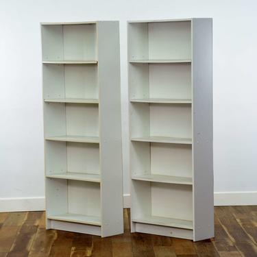 Pair Of Contemporary White Bookcases 2