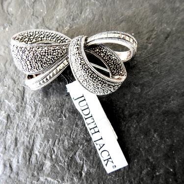Vintage Judith Jack Bow Brooch Sterling, Marcasite New with Tags 