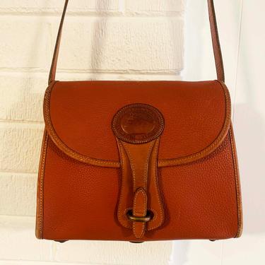 Vintage Brown Leather Crossbody Bag Purse Handbag Retro Chestnut Dooney & Bourke Style Shoulder Bag Adjustable Strap Minimalist Classic 