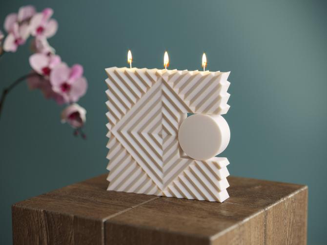 Rhombus, Sculptured Candle, Pillar Candle, Soy & Beeswax Candle, Style Candle, Gift, Home Decor, Table Decor, Wedding Gift, Diamond shaped 