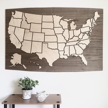US State Map - Magnetic Wood Pieces, Customizable 